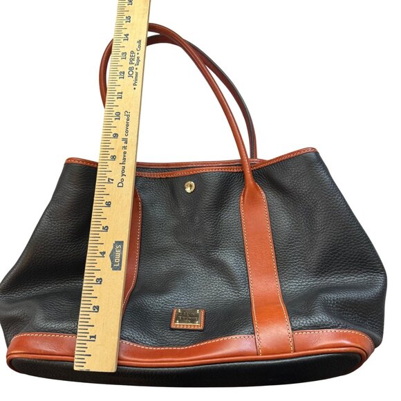 Dooney & Bourke Black & Brown Leather Pebbled Tote Bag With Double Handles - Picture 13 of 13